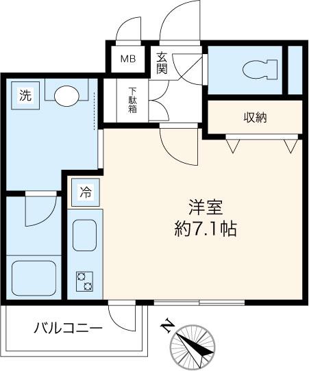 グレイス白稜(ワンルーム/2階)の間取り写真