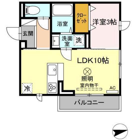 メルヴェール(1LDK/3階)の間取り写真