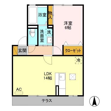 メルヴェイユA(1LDK/1階)の間取り写真