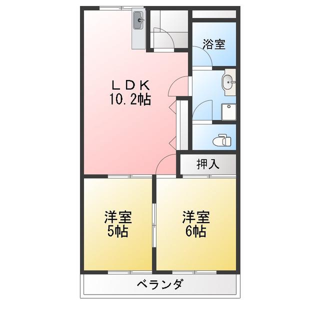 グリンピア花水木(3DK/2階)の間取り写真