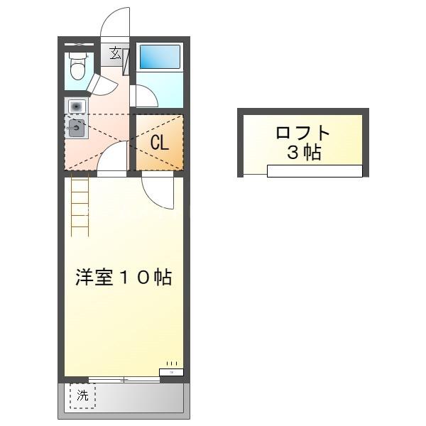 セザンヌ加治(1K/2階)の間取り写真
