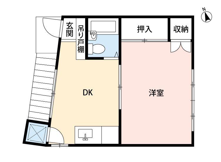コーポ浅間町(1DK/2階)の間取り写真