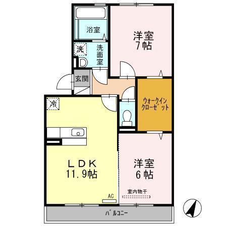 シナモンリッジ南Ⅱ(2LDK/1階)の間取り写真