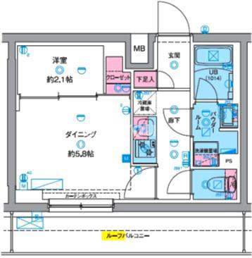 ジェノヴィア竹ノ塚(1DK/5階)の間取り写真