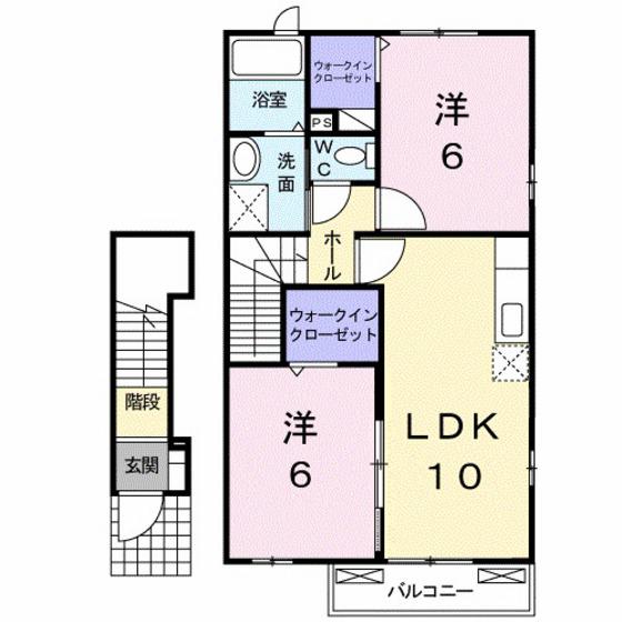 サンライズフェアスカイ(2LDK/2階)の間取り写真
