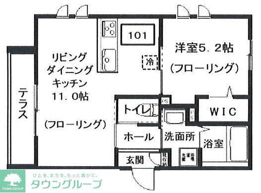 マンション 渋谷区上原2丁目(1LDK/1階)の間取り写真