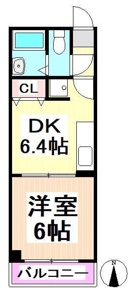 神山ビル(1DK/4階)の間取り写真