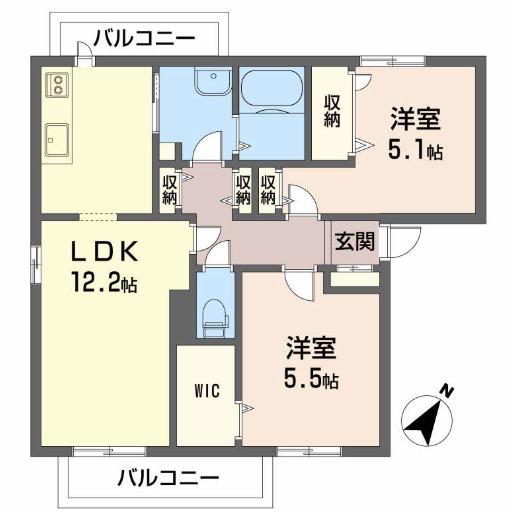 カーサ・ミーアII(2LDK/2階)の間取り写真