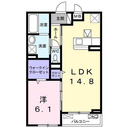 ビオルーチェ(1LDK/1階)の間取り写真