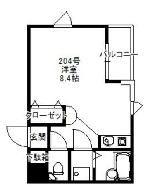 サンシティ姪浜(ワンルーム/2階)の間取り写真