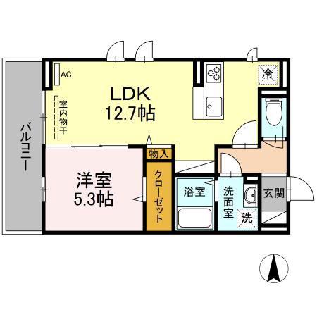 OTTS RIII(1LDK/3階)の間取り写真