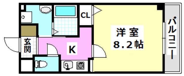 SATSUMA-7(1K/3階)の間取り写真