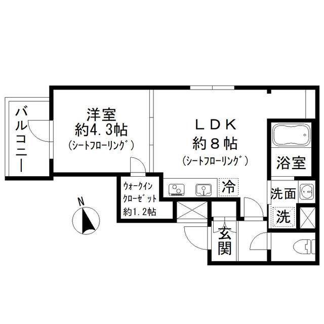 モクシオン四谷三丁目(1LDK/3階)の間取り写真