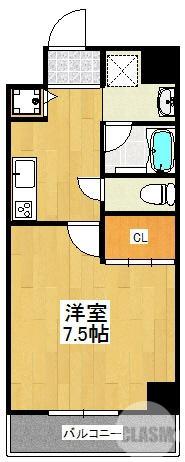 ロイヤルコート中百舌鳥(1K/4階)の間取り写真
