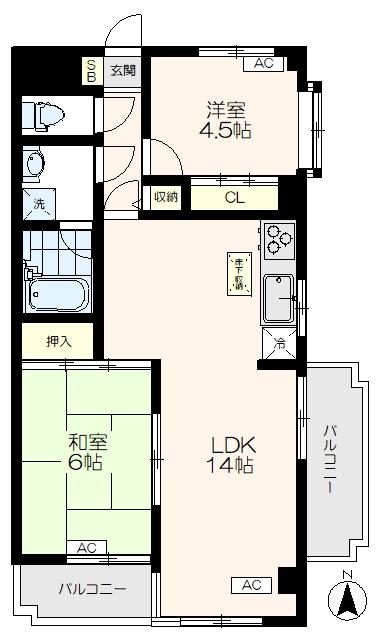 グレイス平和台(2LDK/1階)の間取り写真