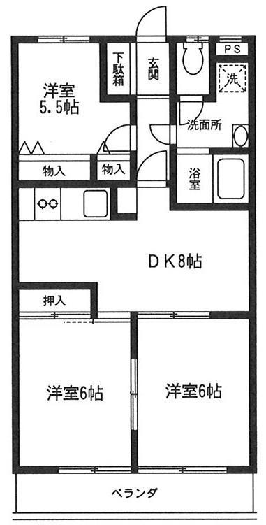 カサバニータ(3DK/1階)の間取り写真