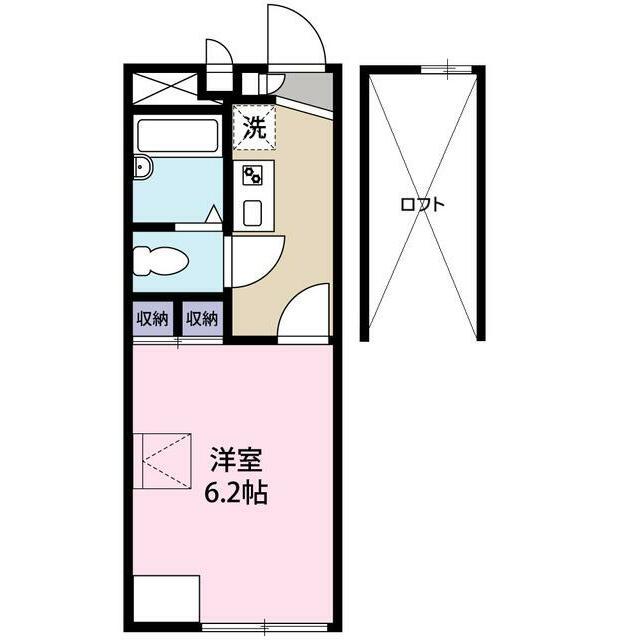 CASA小原台(1K/2階)の間取り写真