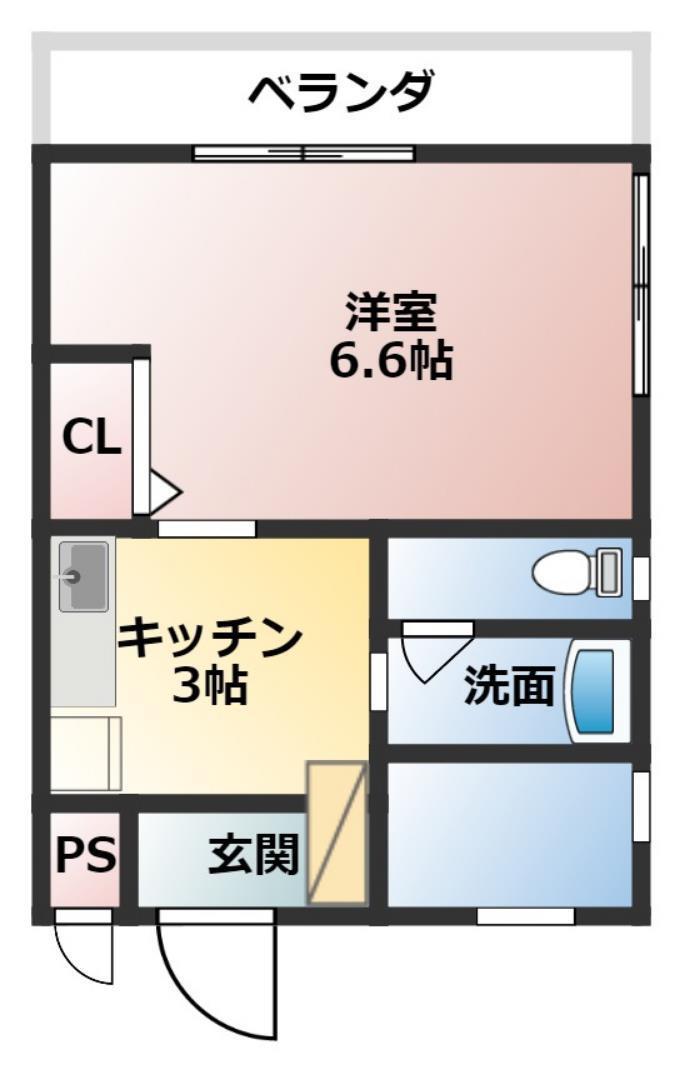 Kハウス(1K/1階)の間取り写真