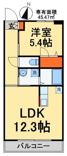 ビューアイランド弐番館(1LDK/2階)の間取り写真