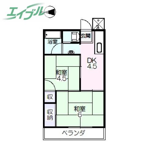 宗名荘(2DK/2階)の間取り写真