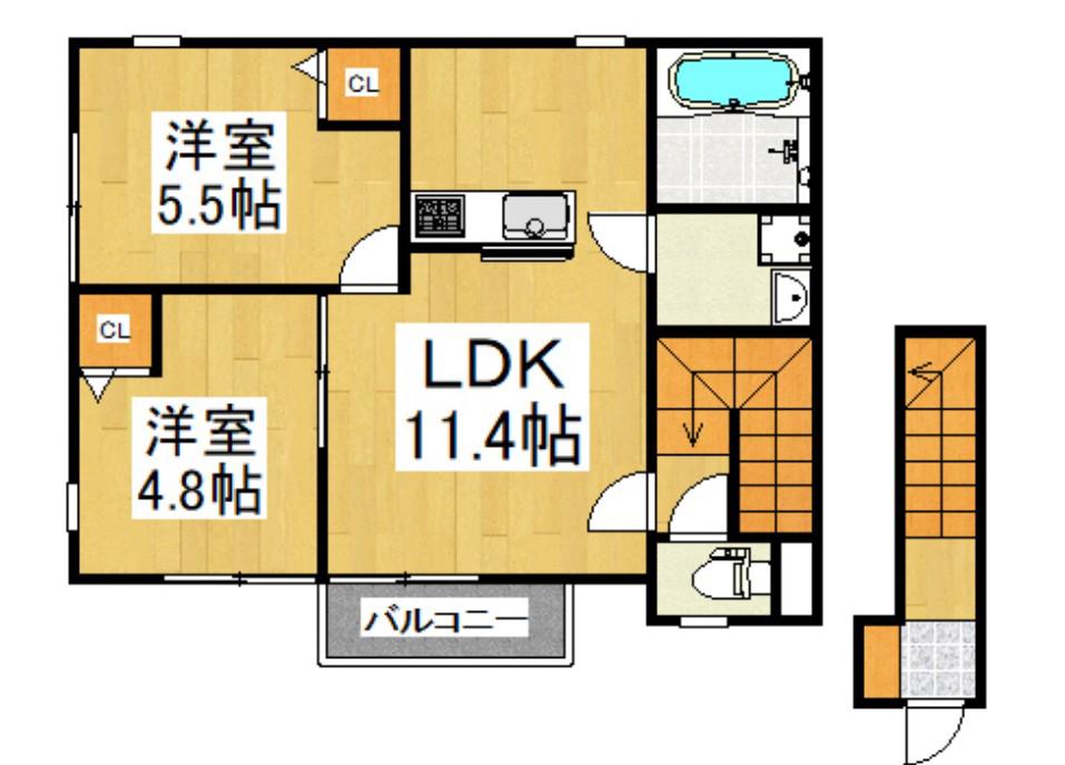 メゾン・ド・ジョア(2LDK/2階)の間取り写真