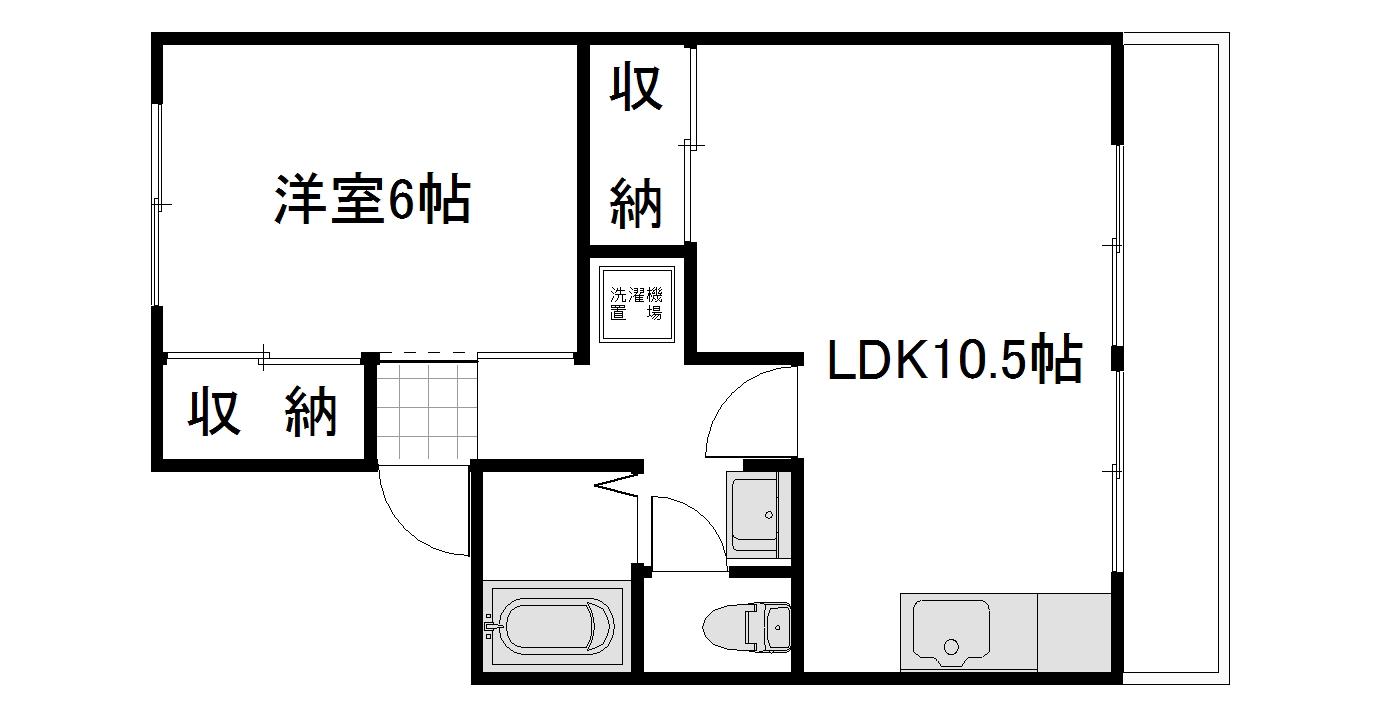 セジュール福泊(1LDK/2階)の間取り写真