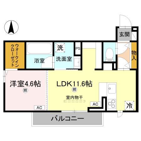 D-ROOM 中島(1LDK/2階)の間取り写真