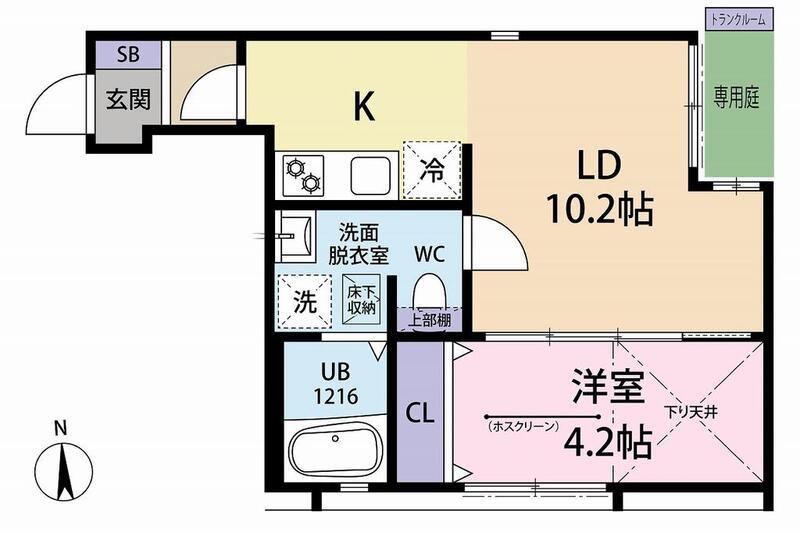 ELCENTRO三軒茶屋(1LDK/1階)の間取り写真