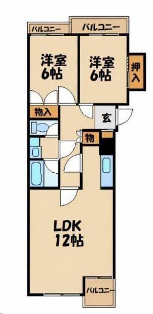 エクセルたちばな台(2LDK/2階)の間取り写真
