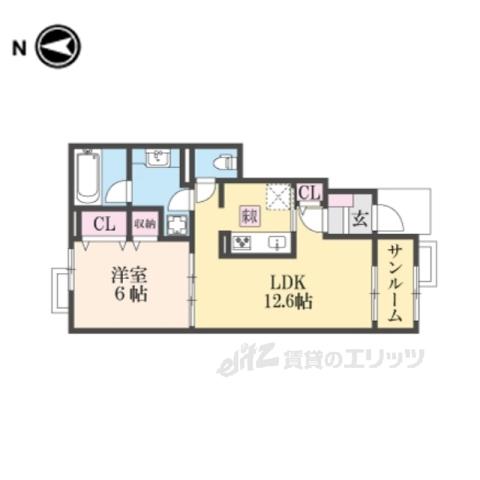 グランコート4(1LDK/1階)の間取り写真