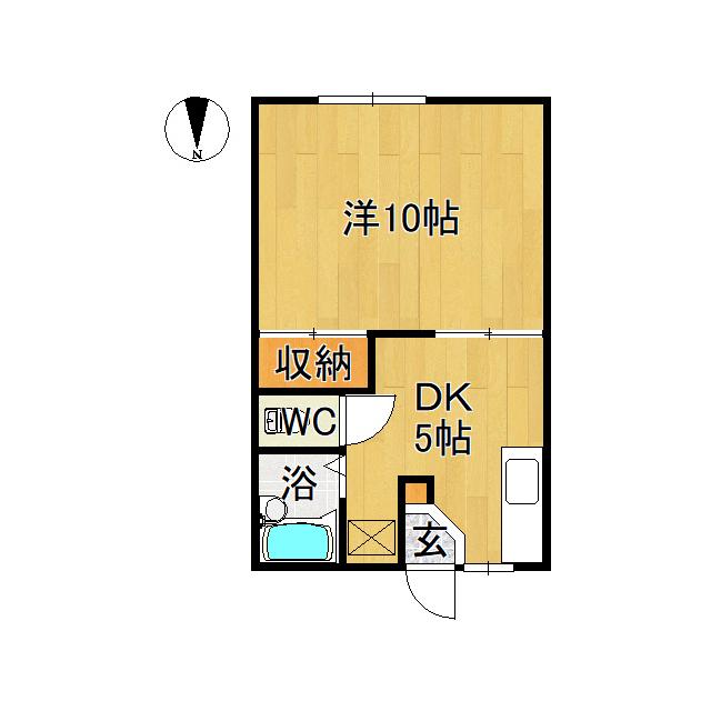 リバティーハウスA(1DK/2階)の間取り写真