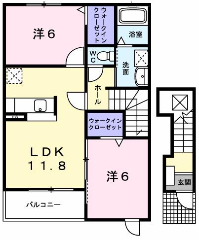 プライムA(2LDK/2階)の間取り写真