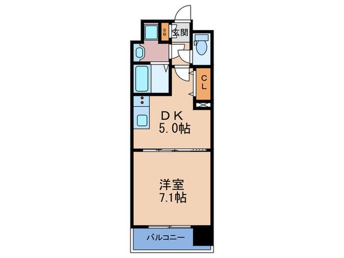 プレサンス野田阪神駅前ザ・ファースト(1DK/7階)の間取り写真