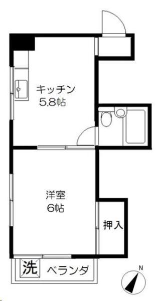 西野ビル(1K/4階)の間取り写真