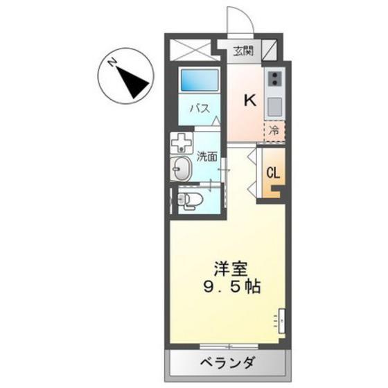 ウィステリアV番館(1K/2階)の間取り写真