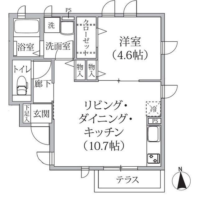 ARC奥沢(1LDK/1階)の間取り写真