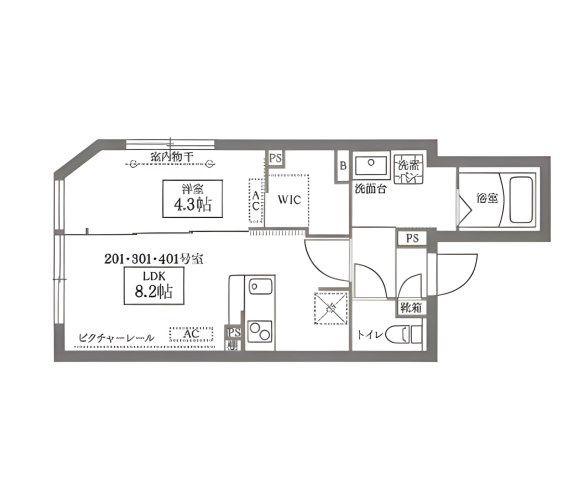 COCOCUBE南長崎(1LDK/4階)の間取り写真
