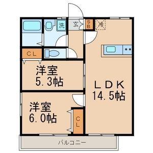 レガーロ(2LDK/2階)の間取り写真