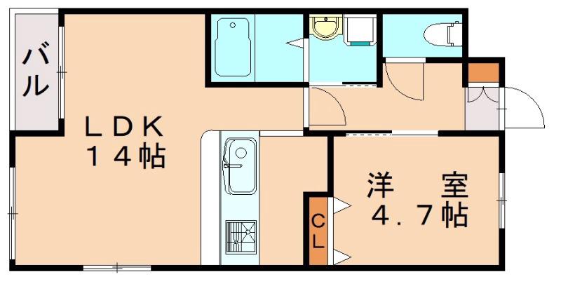 グランディール中間(1LDK/2階)の間取り写真