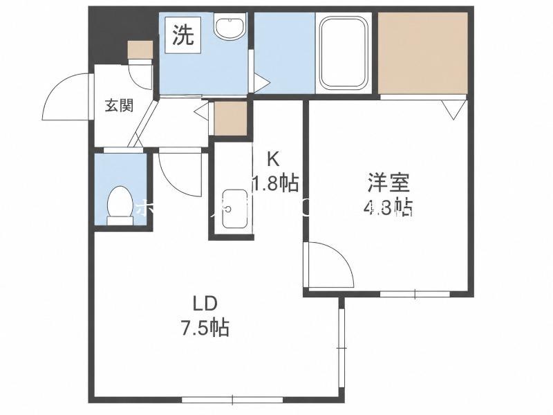プランドールL(1LDK/4階)の間取り写真