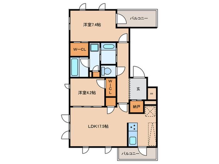 S-RESIDENCE平尾ウエスト(2LDK/3階)の間取り写真