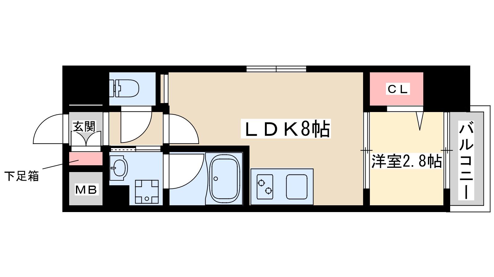 フォーチュニー江坂2(1LDK/3階)の間取り写真