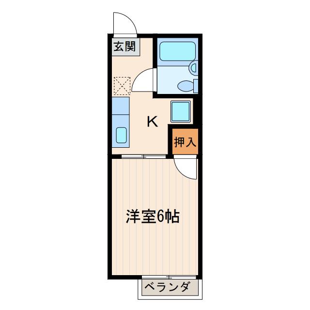 サンタモニカ(1K/2階)の間取り写真