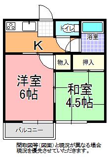 ハウスSK-II(2K/2階)の間取り写真