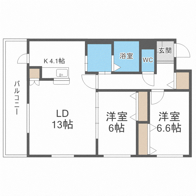 アヴァンティ ヒルズ(2LDK/1階)の間取り写真