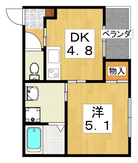サムペアーズ(1DK/3階)の間取り写真