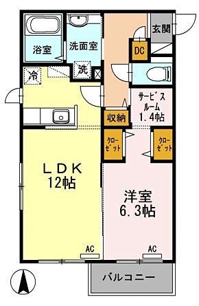 WELLDENCE江古田(1SLDK/1階)の間取り写真