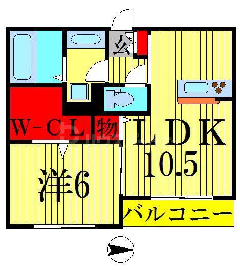 リバーサイドヴィラ錦糸町(1LDK/2階)の間取り写真