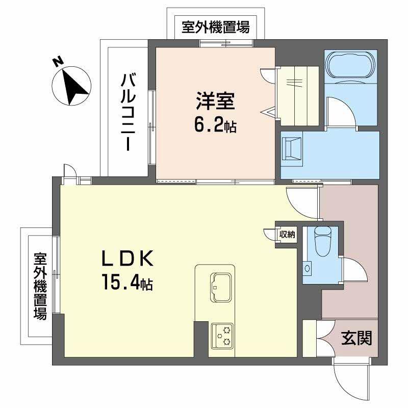 コルヌイエ鳴海(1LDK/2階)の間取り写真