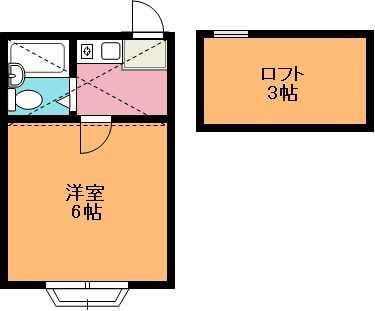 ヴィラ上尾(1K/2階)の間取り写真